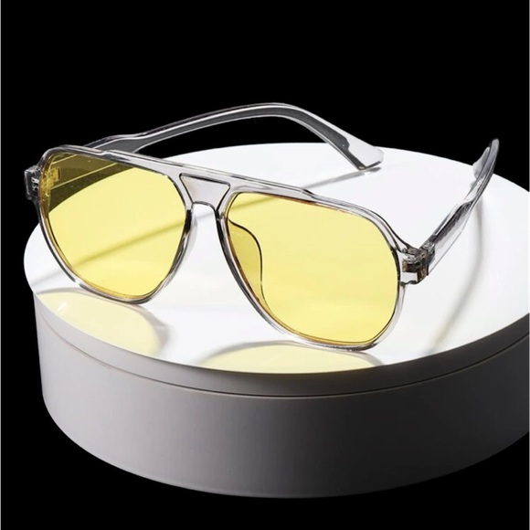 Other - YELLOW TINTED SQUARE AVIATOR STYLE MENS FASHION SUNGLASSES